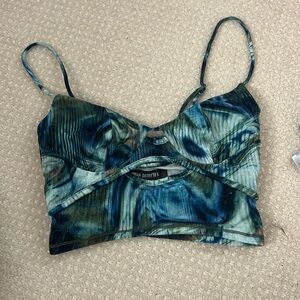 Urban outfitters green and blue marble tank top, cut out in the middle